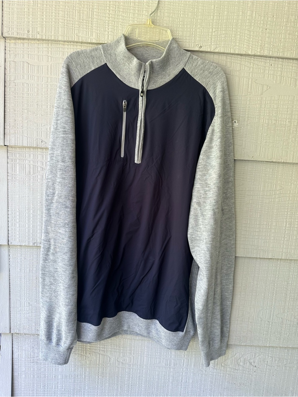 FOOTJOY Tech Wool Blend  Sweater w/Windproof Nylon Chest Panel Quarter-Zip ~2XL - Picture 2 of 5